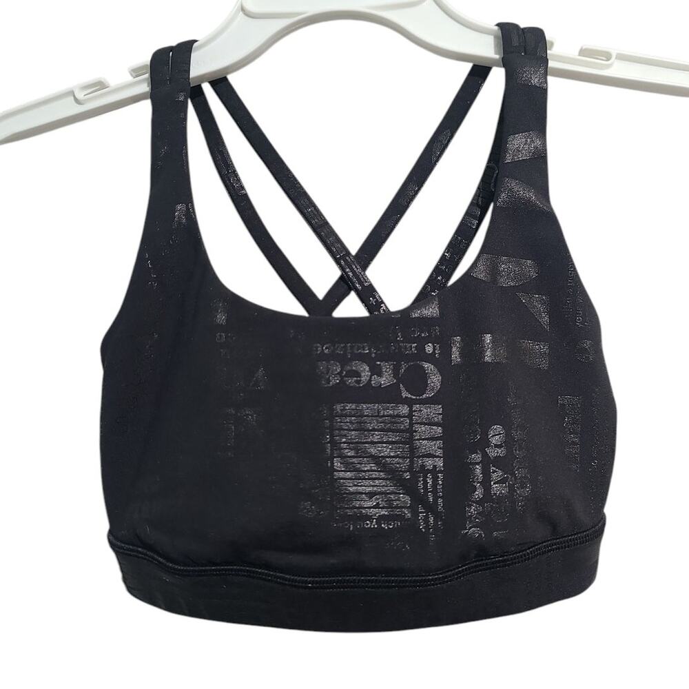 Lululemon Energy Bra Manifesto Black Size 4